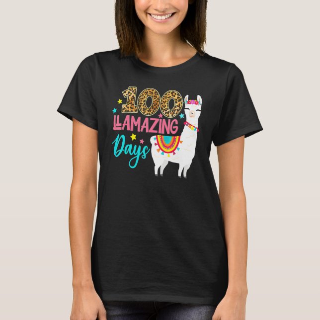 100 Llamazing Days Llama 100th Day Of School Teach T-Shirt (Front)