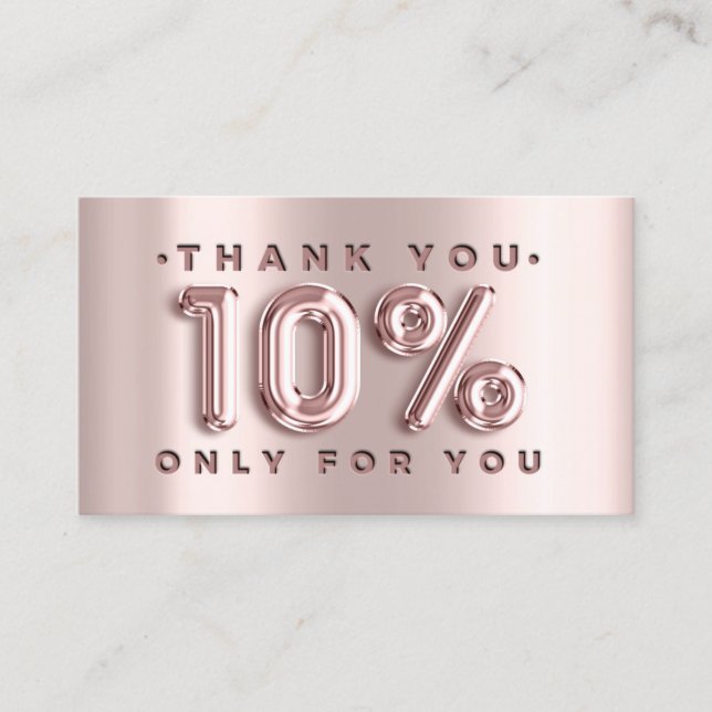 100 Logo QRCODE 10%OFF Code Rose Metal Pink Business Card (Front)