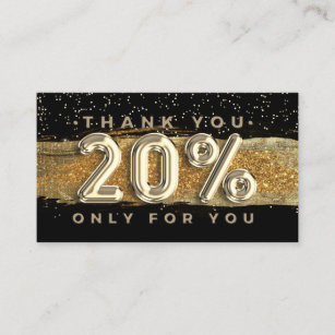 100  Logo QRCODE 20%OFF Thank You Black Gold Business Card