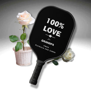 '100% LOVE for Grandpa' from Names in Cool B & W Pickleball Paddle