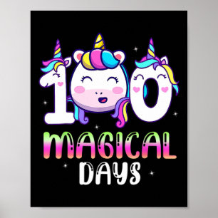 100 Magical Days Girls Kids 100th Day Of School  Poster