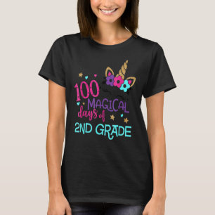 100 Magical Days Of 2nd Grade School Unicorn Flowe T-Shirt