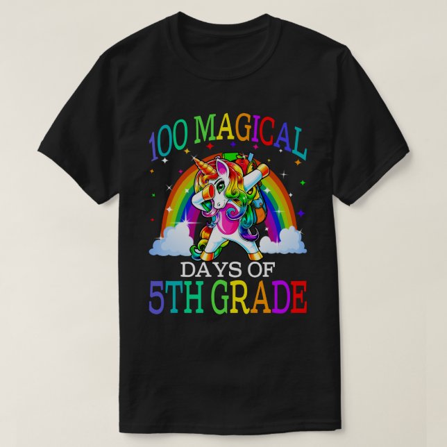 100 Magical Days Of 5th Grade Unicorn T-Shirt (Design Front)