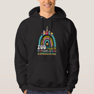 100 Magical Days of Kindergarten Unicorn Rainbow K Hoodie