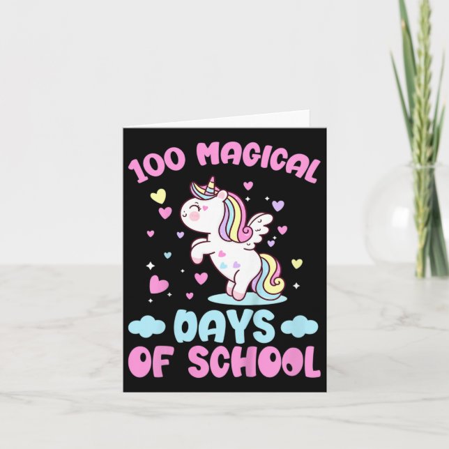 100 Magical Days Of School Girls 100th Day Of Scho Card (Front)