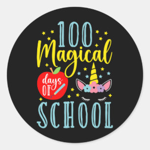 100 Magical Days Of School Magical Unicorn Lover Classic Round Sticker
