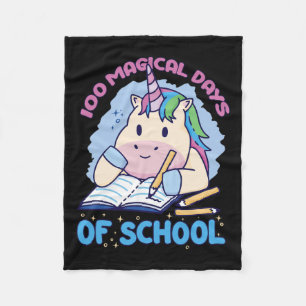 100 Magical Days Of School Unicorn 100 Days Of Sch Fleece Blanket