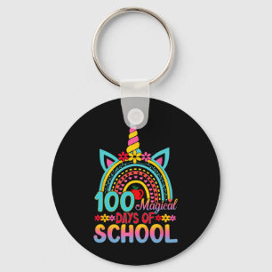 100 Magical Days Of School Unicorn Head 100th Day Key Ring
