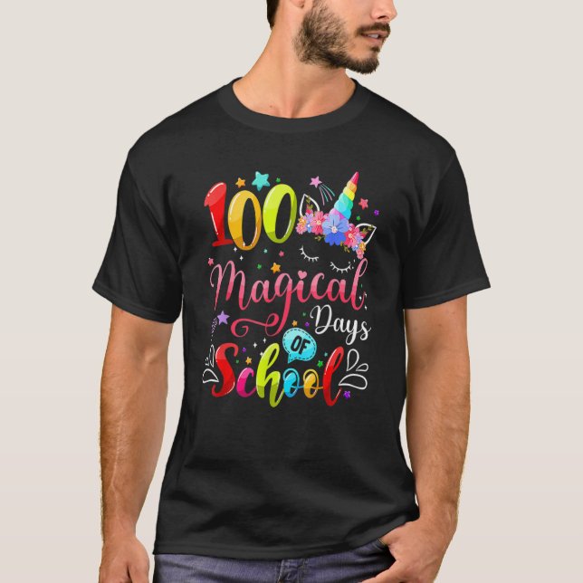 100 Magical Days Of School Unicorn Lover Shirt Tea (Front)