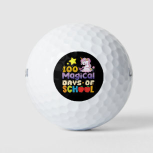 100 Magical Days Of School Unicorn Teacher Golf Balls
