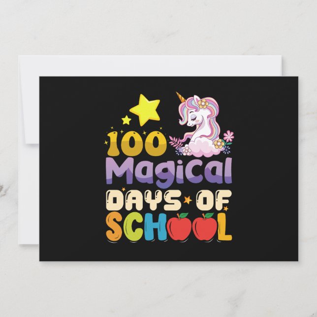 100 Magical Days Of School Unicorn Teacher Invitation (Front)