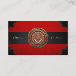 [100] Master Mason - Gold Square & Compasses Business Card