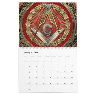 [100] Master Mason - Gold Square & Compasses Calendar