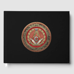 [100] Master Mason - Gold Square & Compasses Guest Book