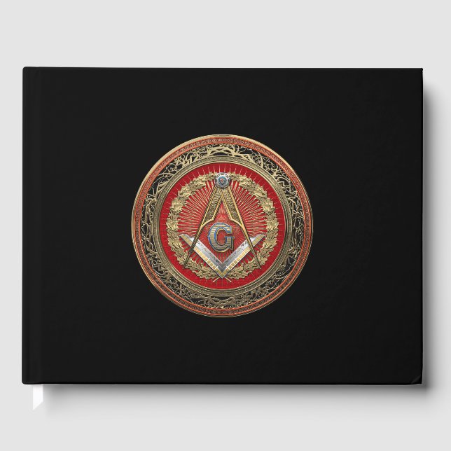 [100] Master Mason - Gold Square & Compasses Guest Book (Front)