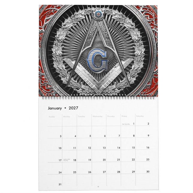 [100] Master Mason - Silver Square & Compasses Calendar (Jan 2027)