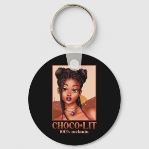 100% Melanin Girl Woman Black History Month Junete Key Ring