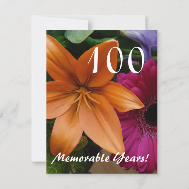 100 Memorable Years!-Birthday Party/Orange Lily Invitation (Front)