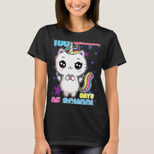 100 Meowgical Days of School Caticorn Teacher Stud T-Shirt