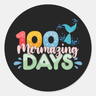 100 Mermazing Days 100th Day of School Mermaid Classic Round Sticker