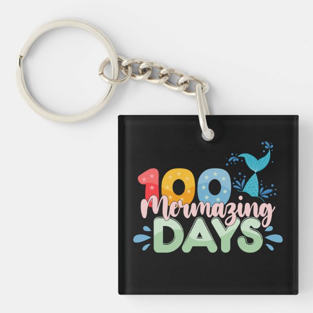 100 Mermazing Days 100th Day of School Mermaid Key Ring (Front)
