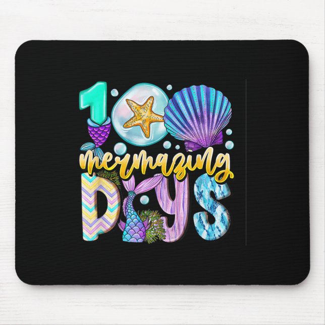 100 Mermazing Days Of School 100th Day Mermaid Kid Mouse Pad (Front)