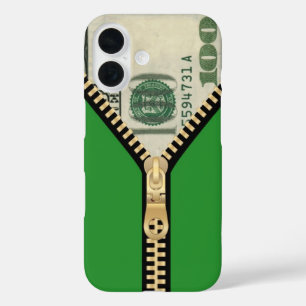 $100 Money Zipper iPhone 16 Case