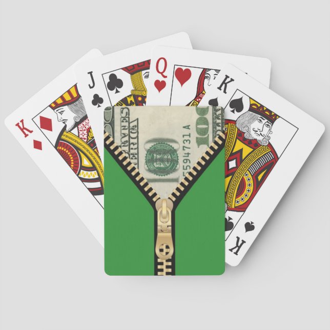 $100 Money Zipper Playing Cards (Back)