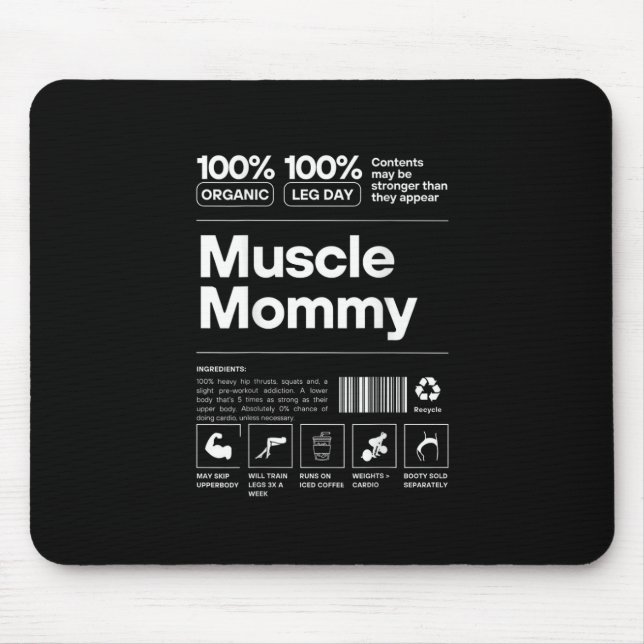 100% Muscle Mummy - Bodybuilding Gym Fit - Design  Mouse Pad (Front)