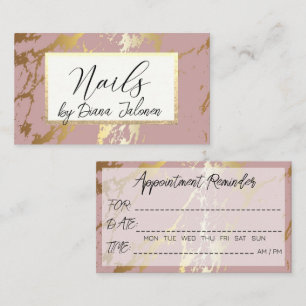 100 Nails Appointment Reminder Rose Marble Business Card