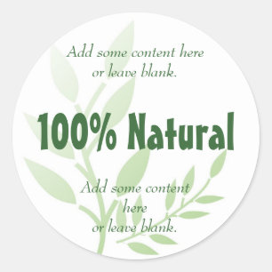 100% Natural Classic Round Sticker