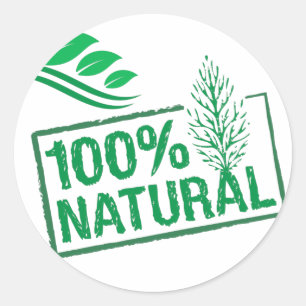 100% natural classic round sticker