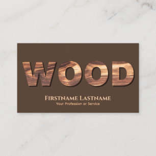 100% natural organic wooden letters in wood grain business card