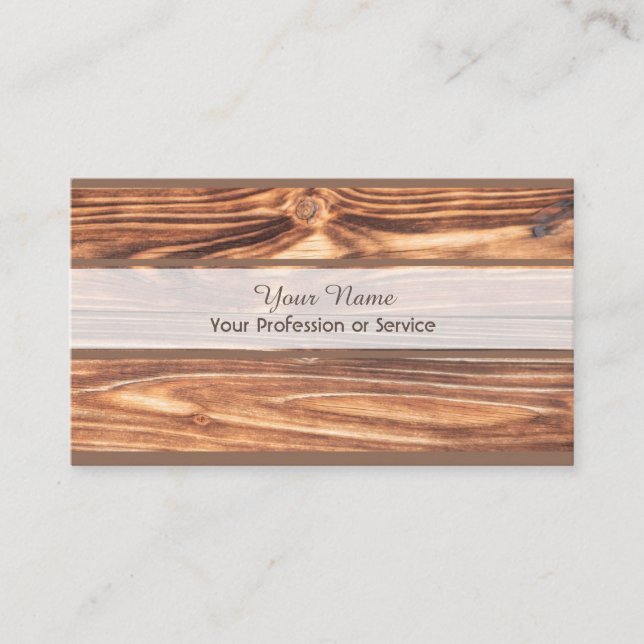 100% natural organic wooden style business card (Front)
