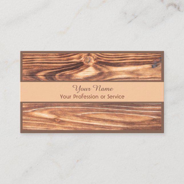 100% natural organic wooden style business card (Front)