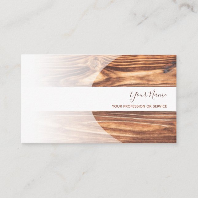 100% natural organic wooden style business card (Front)