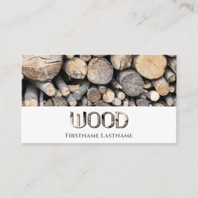100% natural organic wooden style wooden letters business card (Front)