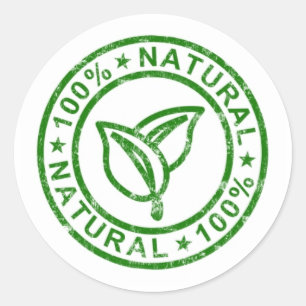 100% Natural Product Green Classic Round Sticker