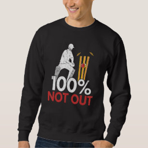 100 Not Out Cricket Player Coach Sports Graphic Sweatshirt