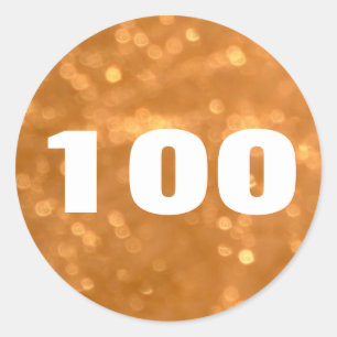 100 - Numbers Golden Round Sticker