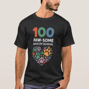 100 of School Pawsome Paw Heart Teacher Student T-Shirt