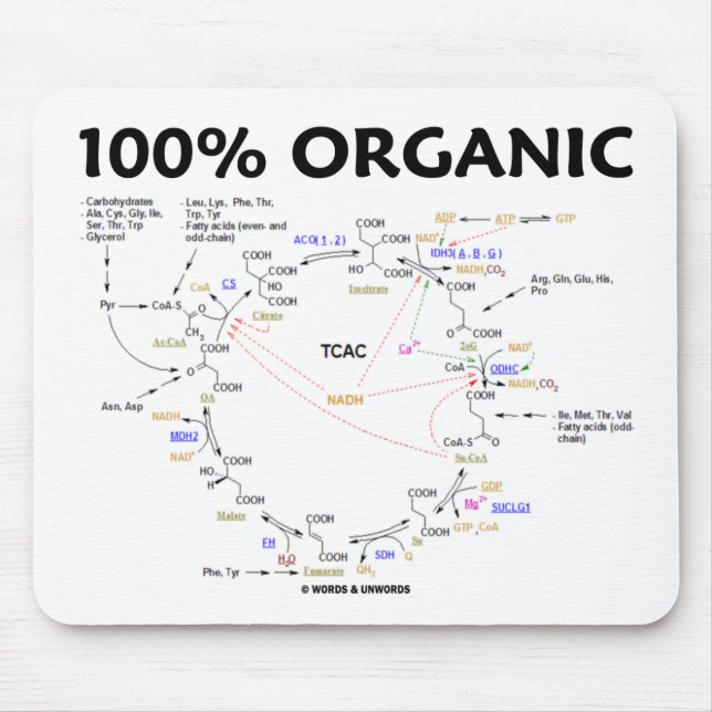 100% Organic (Citric Acid Cycle - Krebs Cycle) Mouse Pad (Front)