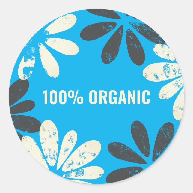 100% Organic Classic Round Sticker (Front)