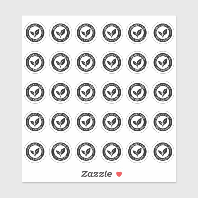 100% Organic Food Mini Food Label  (Sheet)