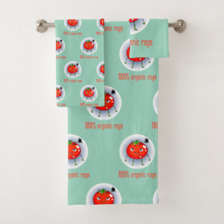 100% Organic Rage Funny Angry Tomato Bath Towel Set
