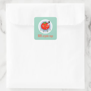 100% Organic Rage Funny Angry Tomato Square Sticker