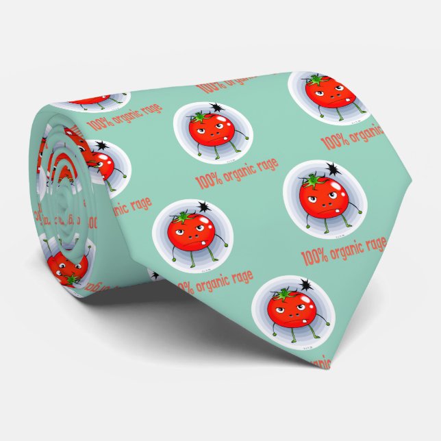 100% Organic Rage Funny Angry Tomato Tie (Rolled)