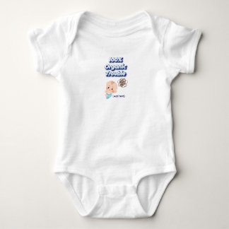 "100% Organic Trouble" Funny 3D Text Baby Bodysuit