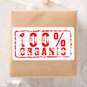 100% organice custom red stamp shipping labels