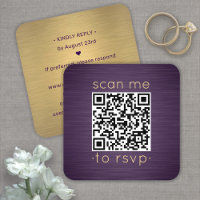 100 Pack QR RSVP Purple and Gold Wedding Enclosure